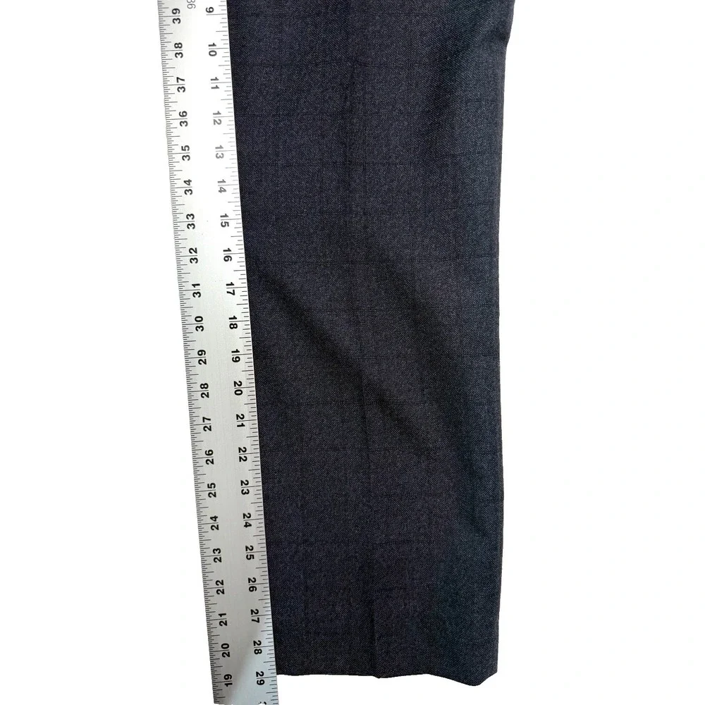 Banana Republic 34x29 Charcoal Brown Windowpane Flannel‎ Wool Pants Marzotto